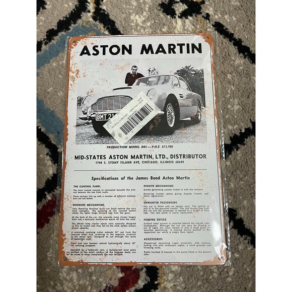 8 x 12 Metal Sign - Aston Martin - Vintage Wall Decor Art SEALED - Picture 1 of 3